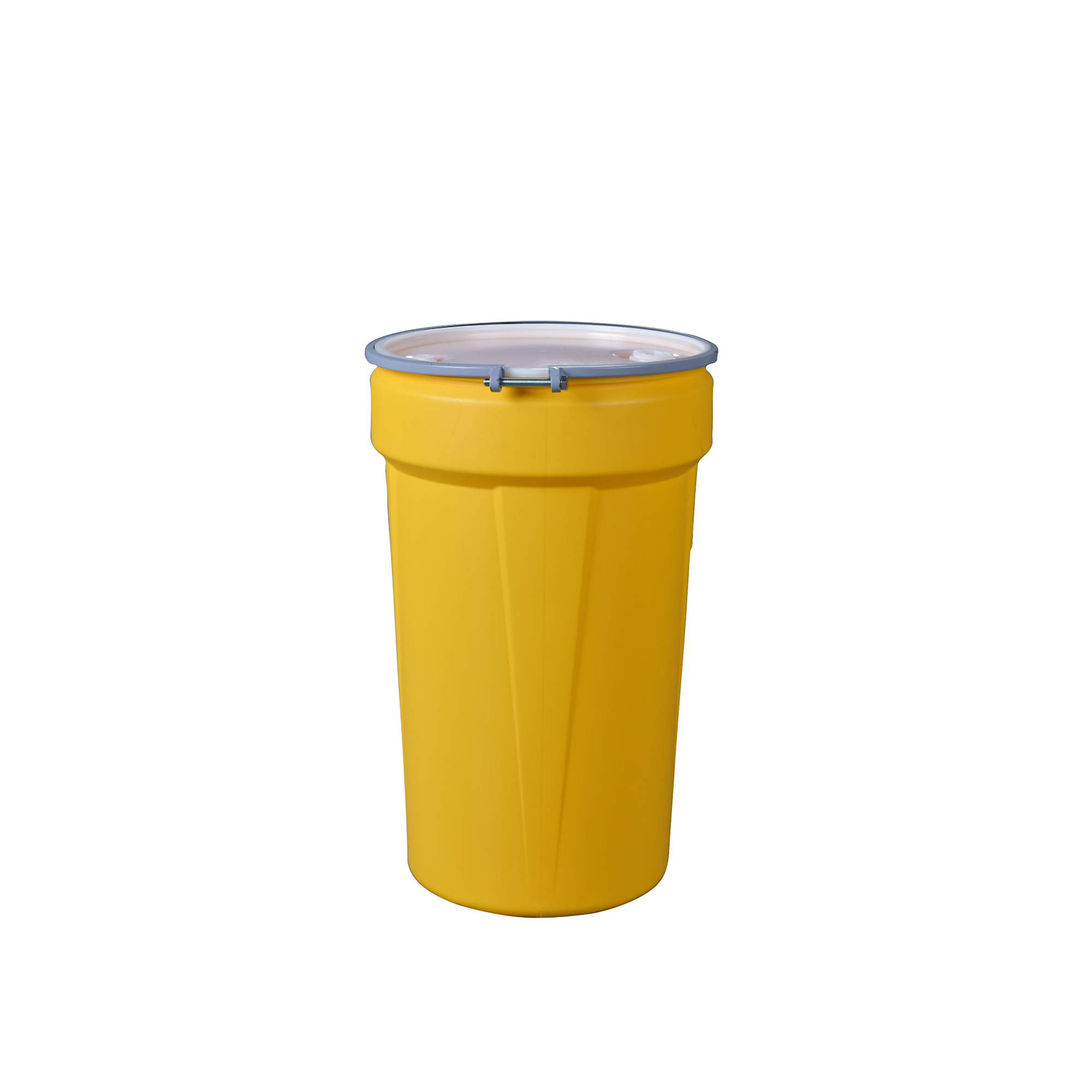 Eagle Open Head Plastic Barrel Drum — 55 Gallon, Metal Bolt Rings, 1x2in. and 1x3/4in. Bung Holes, Yellow, Model# 1655MBRBG